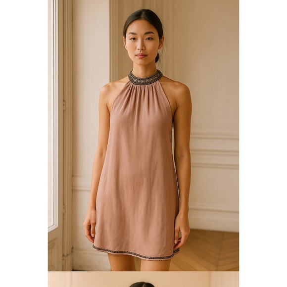 NBD Pink Embellished Halter Neck Mini Dress Size S - Picture 1 of 12